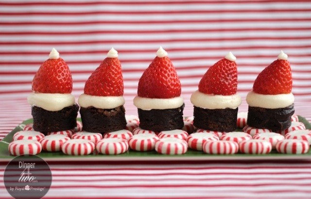 Strawberry Brownie Santa Hats
