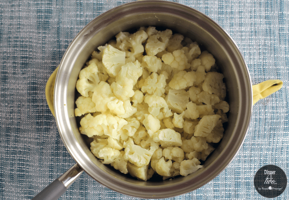 Dinner4Two-Kitchen Charm Cookware 4 Quart-Sauce Pan Mashed-Cauliflower