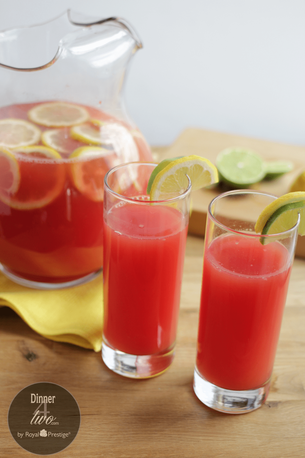 Sweet Watermelon Lemonade with Limes by Dinner4Two