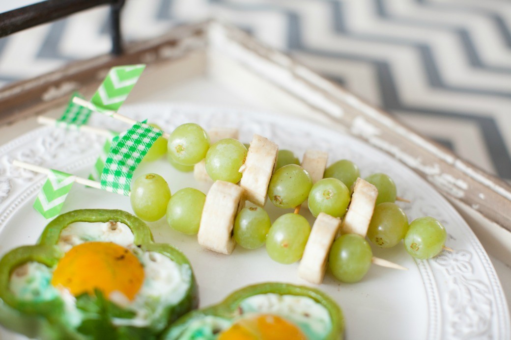 St. Patrick's Day-Green-Bell-Peppers-Eggs-wash- tape-fruit-skewers